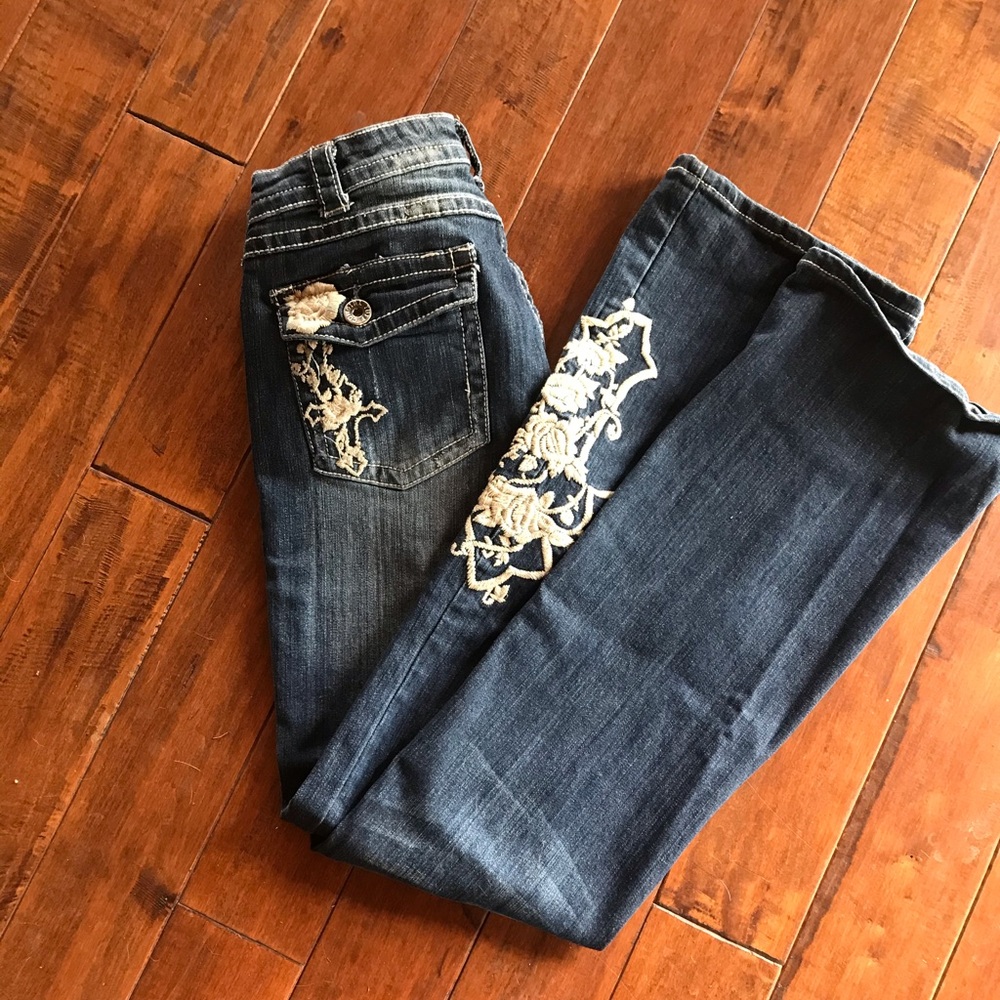 Cowgirl Tuff Embroidered Boot Cut Jeans